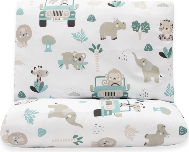 Dječja pamučna posteljina New Baby Safari II 90×120 cm, mentol
