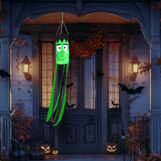 Halloween Frankenstein wind streamer, green, 122 cm