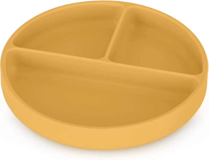 Petite&Mars silikonski podijeljeni tanjur s vakuumskom prijanjaljkom Take&Match intense ochre 6m+
