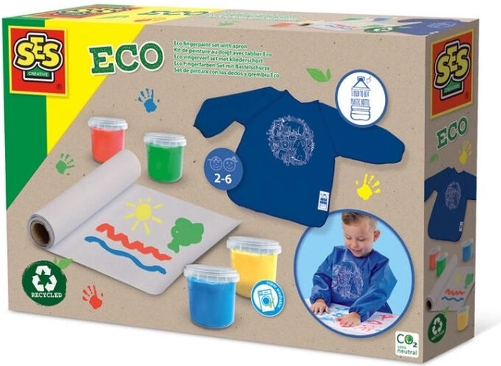 SES eko set prstnih boja s pregačom i papirnom rolnom