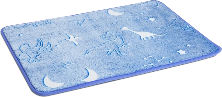 Glow-in-the-dark dinosaur rug, blue, 60 × 40 cm