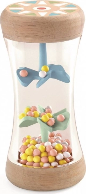 Djeco drveno zvečkalo s duginim perlicama i propelerima