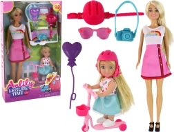 Lutke Anlily Mama i Kći s Plavom Kosom i Romobilom