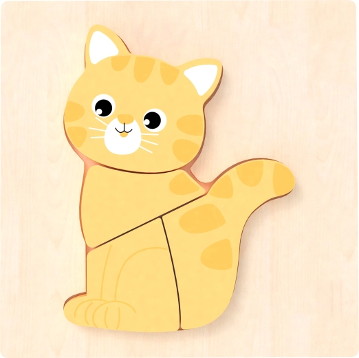 Babu ručno izrađene drvene puzzle mačkica