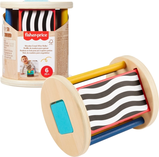 Fisher-Price drveni aktivacijski valjak za malu djecu (senzorna igračka)