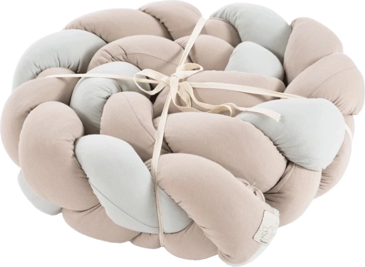 Träumeland pleteni zaštitni ogradni jastučić signature taupe & mint 180 cm