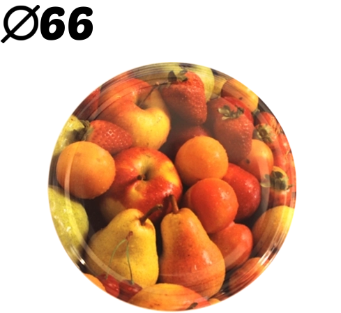 Metalni poklopci za konzerviranje s voćnim motivom 66 mm