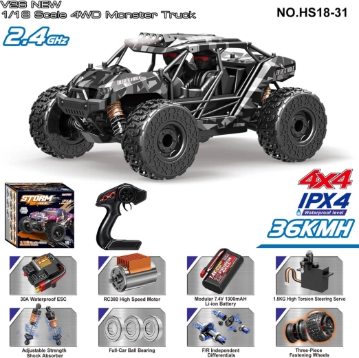 RC Storm off-road car 1:18 with all-wheel drive