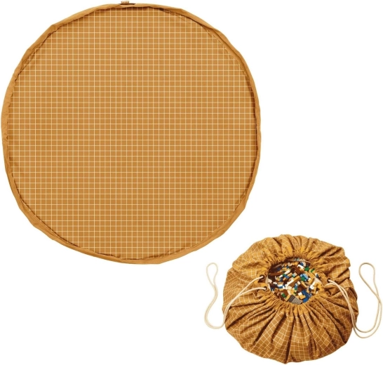 Play&Go noomad original organska podloga za igru i vreća za igračke 2u1 grid mustard