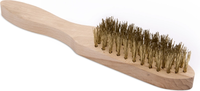 Wire brush with wooden handle