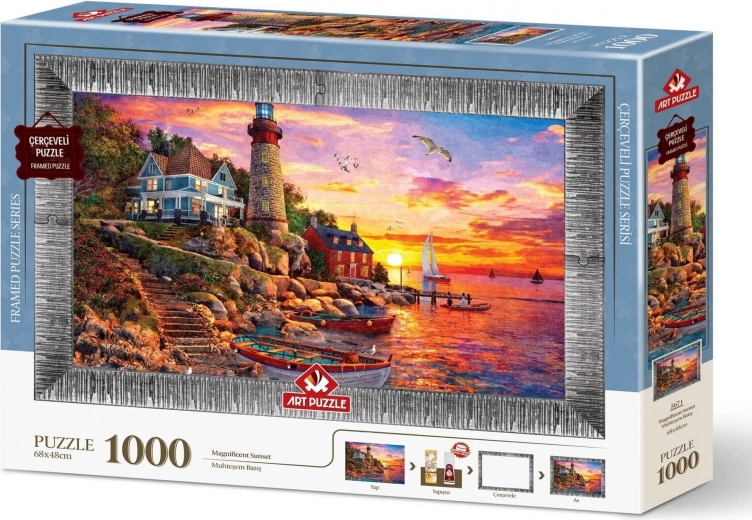 ART PUZZLE Puzzle s okvirom i ljepilom Prekrasan zalazak sunca 1000 dijelova