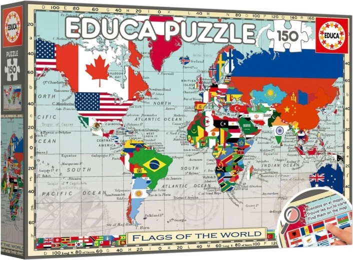 Educa puzzle karta svijeta sa zastavama 150 dijelova