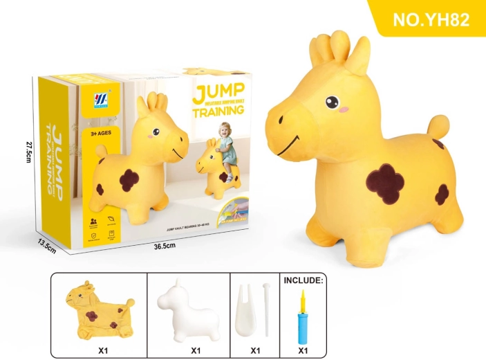 Inflatable bouncy giraffe with plush cover