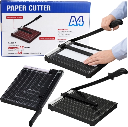 Uredska giljotina za papir A4, metalna, crna