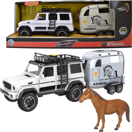Terensko vozilo s prikolicom i konjem 1:14 sa zvukovima i svjetlima