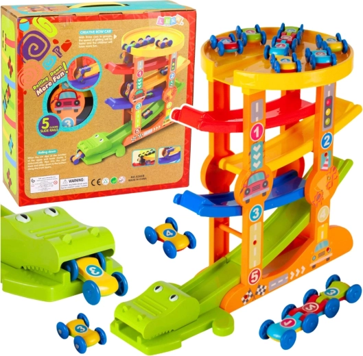 Autostaza s toboganom i katapultom Krokodil – 5 razina