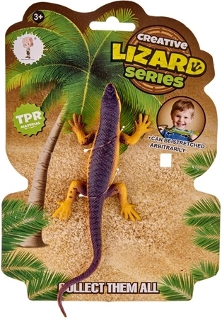 Orange-purple lizard figurine