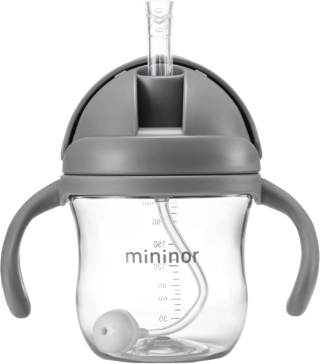 Mininor bočica sa slamkom Tritan Grey Seal 330 ml