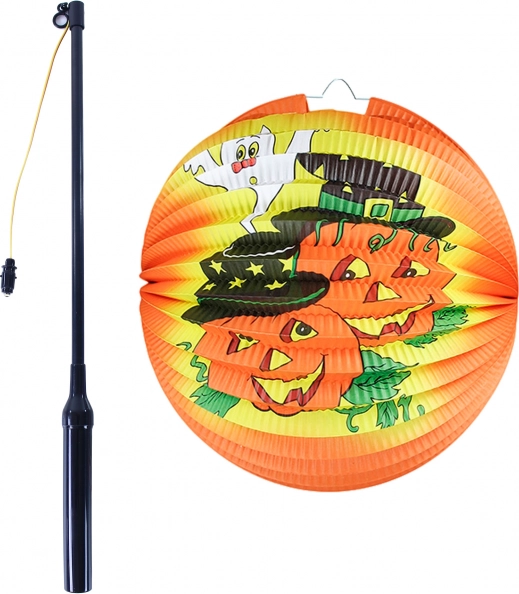 Halloween lampion vesela bundeva 25 cm sa svjetlećim štapićem 40 cm
