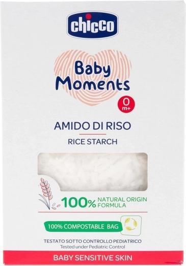 Chicco dječji rižin škrob za kupku Baby Moments Sensitive 100% bio 250 g