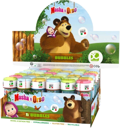 Puhalica za mjehuriće Maša i Medvjed 60 ml s mini igrom u čepu - 1 komad
