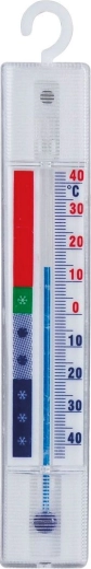 Analog refrigerator thermometer with hook, white