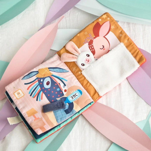 Lilliputiens soft activity book with Stella the fawn and comforter