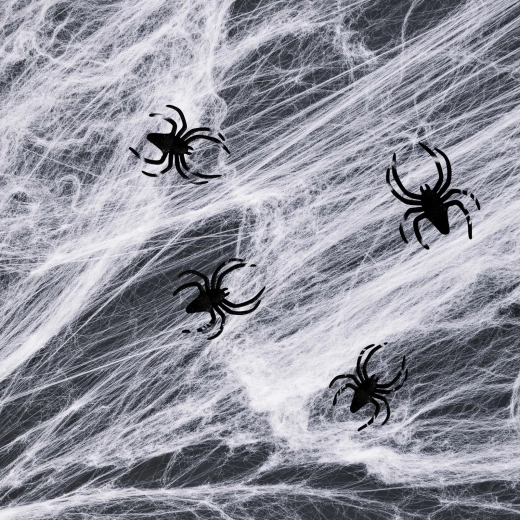 White Halloween Spider Web with Spiders