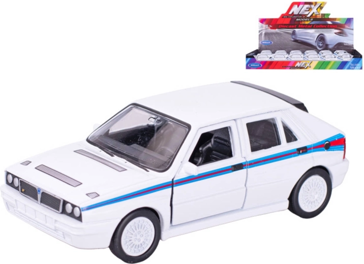 Welly model auta Lancia Delta HF Martini na potez (na povratni hod) bijela 11,5 cm