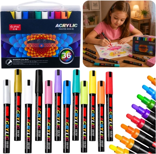 Set vodootpornih akrilnih markera u koferu, 36 kom