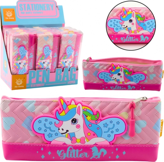 Školski etui s jednorogom ružičasti 20 x 8,5 cm