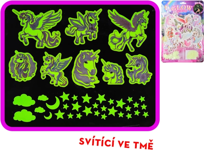 Svjetleće naljepnice jednoroga i zvjezdica za dječju sobu – 40 kom