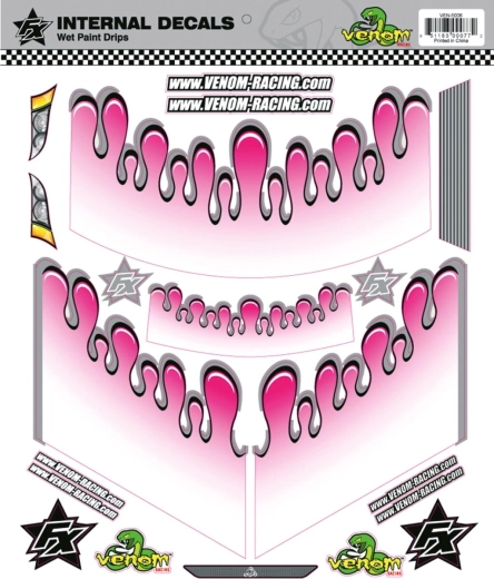 Jamara interior graphic decor Wet Paint Drops pink for Venom Racing