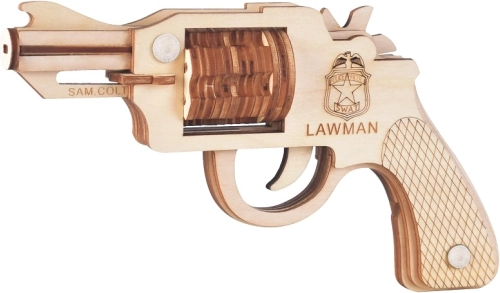 Woodcraft drvene 3D puzzle revolver na gumice Colt
