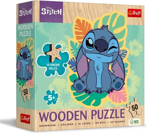 Drveni puzzle s 50 dijelova Lilo & Stitch