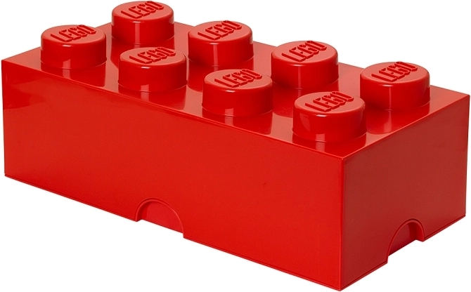 Kutija za pohranu u obliku LEGO kocke, 8 izbočina, crvena