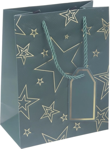 Papirnata poklon-vrećica sa zelenim motivom zvijezde 18 × 10 × 23 cm
