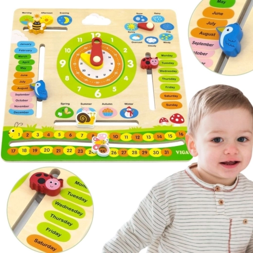 VIGA edukativni drveni kalendar za djecu – engleski