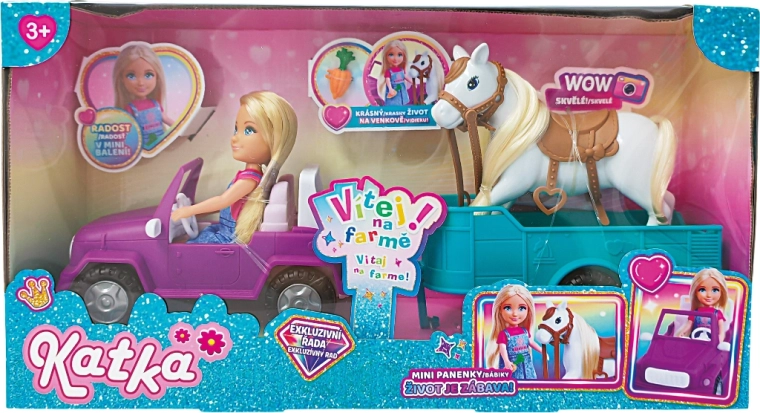 Lutka farmerica s autom i prikolicom za konje