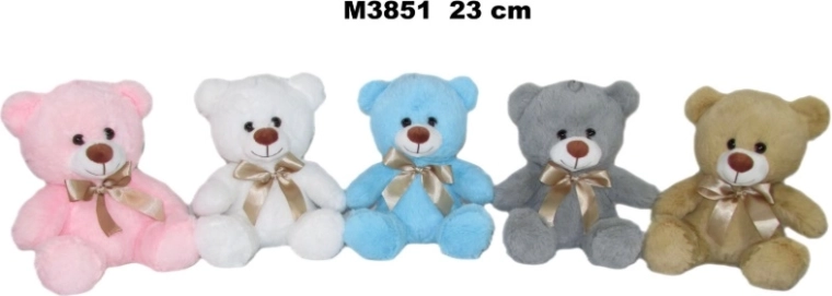 Plišani medvjedić 23 cm sa mašnom