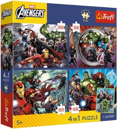 Puzzle Premium Plus Kids Avengers: heroji su među nama (4×88 dijelova)