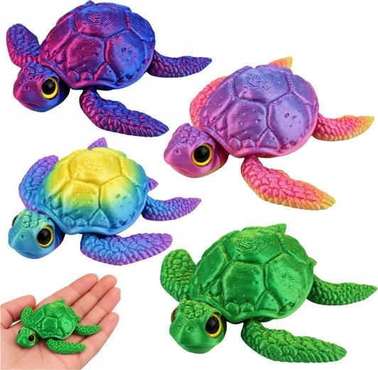 3D sea turtle figurine with movable flippers and head, color-changing 8 cm - 1 piece