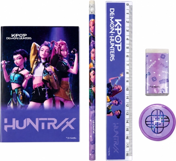 Petodijelni školski set za pisanje KPop Demon Hunters Huntrix – ljubičasti