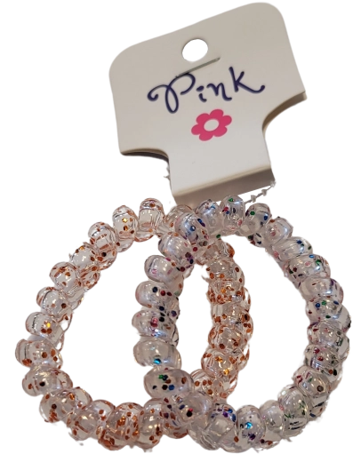 PINK spiralne gumice za kosu sa šljokicama 2 kom