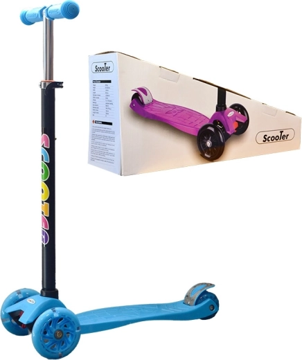 Children’s three-wheel scooter with light-up wheels – blue