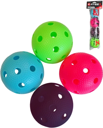 Freez certificirane floorball loptice IFF, set 4 kom – miks boja