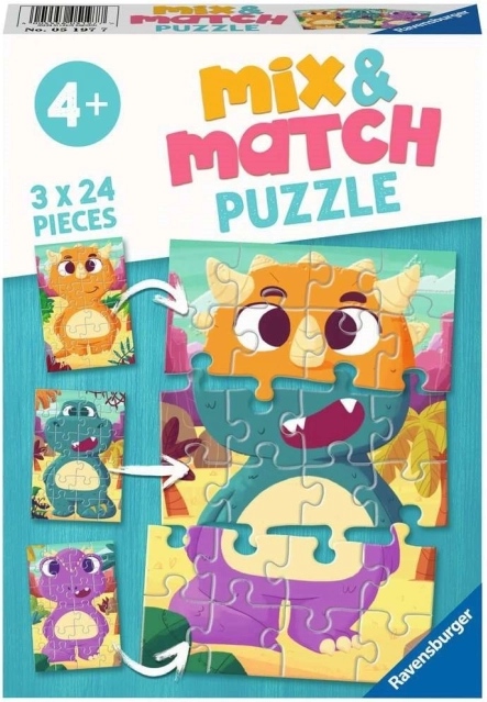 RAVENSBURGER puzzle Mix & Match: simpatični dinosauri 3×24 dijelova