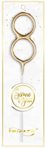 Prskavica broj 8, zlatna, 16,5 cm