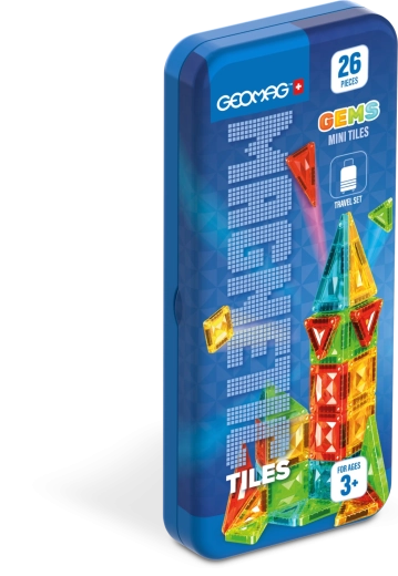 Geomag GEMS Mini Tiles 26 dijelova – magnetska građevna igračka u putnoj kutiji