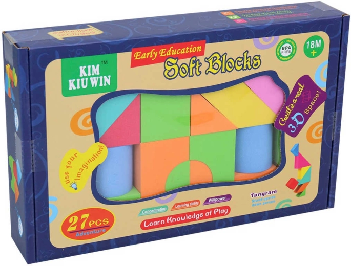 Colorful soft foam blocks for the little ones – set of 27 pieces in a box
